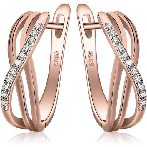 Créoles N?ud Infini Boucles D'oreilles Zircon Cubique Argent 925 Femme,Plaqué Or Jaune Or Rose Huggie Boucles D'oreilles Pierre Mariage,Ensemble Parure De Bijoux Cadeau Anniversaire