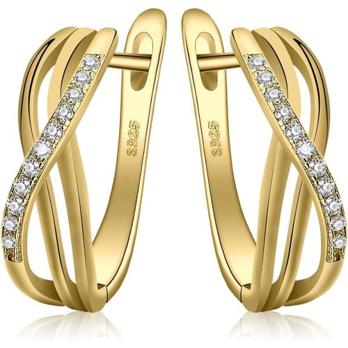 Créoles N?ud Infini Boucles D'oreilles Zircon Cubique Argent 925 Femme,Plaqué Or Jaune Or Rose Huggie Boucles D'oreilles Pierre Mariage,Ensemble Parure De Bijoux Cadeau Anniversaire