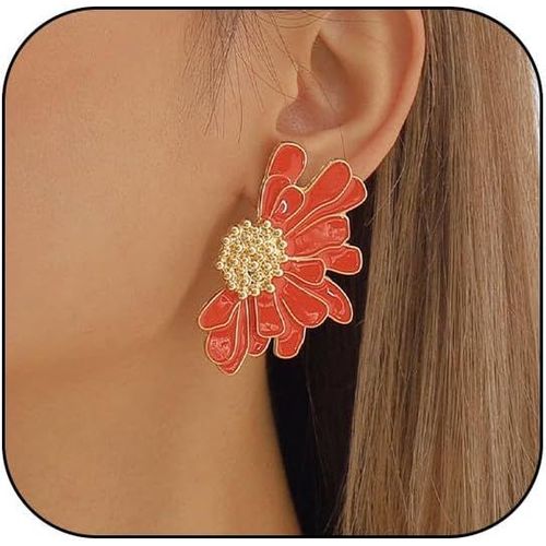 Grandes Boucles D'oreilles En Forme De Fleur,Boucles D'oreilles Exagérées Pendantes À Motif De Pétales De Fleurs,Boucles D'oreilles Bijoux Pour Femmes