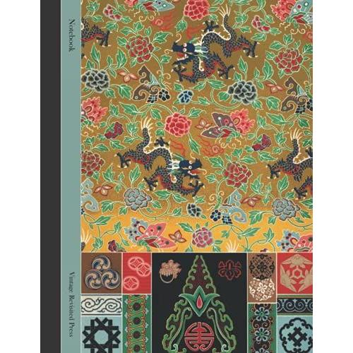 Notebook: Lined Vintage Cover Notebook For Writing: Vintage Design By Albert Racinet: Chinese And Japanese Pattern
