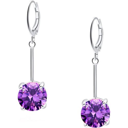 Pendantes Boucles D'oreilles|Zircone Cubique 5a,Platine Ou Plaqué Or 18 Carats,Boucles D'oreilles En Cristal/Rubis Émeraude/Saphir À Créoles À Levier|Cadeau De Bijoux
