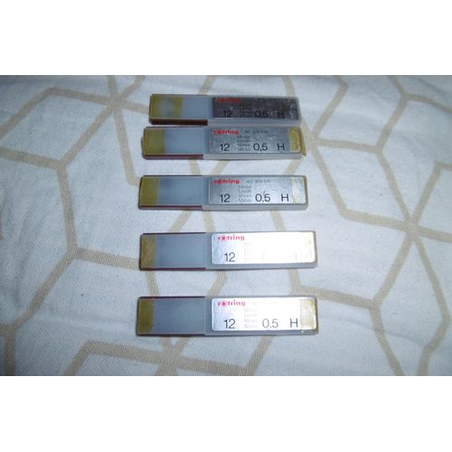Étui De 12 Mines 0.5mm ( H ) Rotring Pour Porte Mines Lot De 5 Étuis