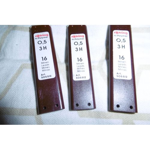 Etui De 16 Mines 0.5 " 3h " Pour Porte Mines Lot De 3 Étuis Rotring 505512