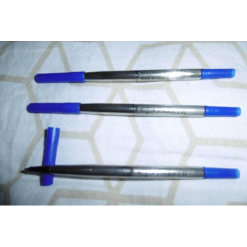 Recharge Stylo Roller 0.5 Pointe Fine Bleu Parker Lot De 3