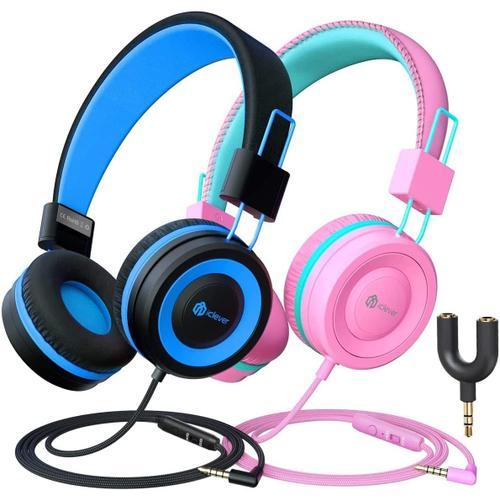 iclever - Pack 2 Casques filaires microphone IC-HS14 - pour Enfants