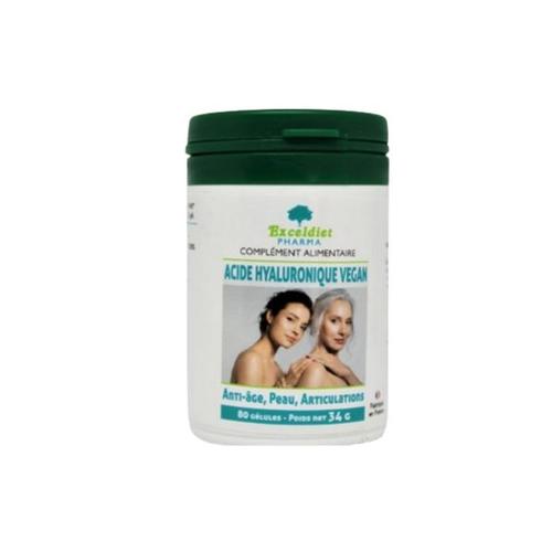 Acide Hyaluronique Vegan - Vitamine C - 500–700 Kda - 80 Capsules Végétales - Peau Et Articulations - Agit En Profondeur – Anti Rides Et Anti Age – Exceldiet Pharma – Fabriqué En France 