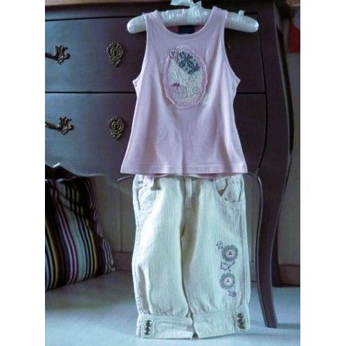 Ensemble Fille Lcdp 4 Ans Pantacourt Lin T-Shirt Tbe