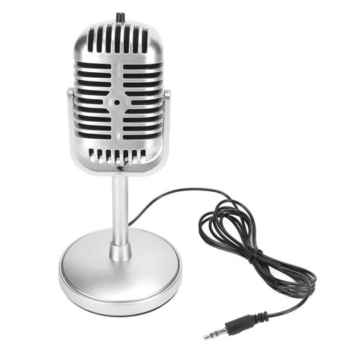 Microphone Rétro, Microphone Vintage, Son Clair, Angle Réglable, Plug and Play, Micro à Condensateur Rétro Filaire pour Studio de Scène karaoké