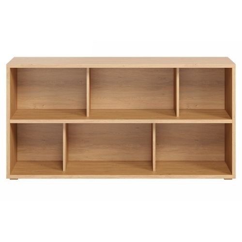 Bibliothèque Basse Finition Bois Clair Chêne L140 Cm Epure