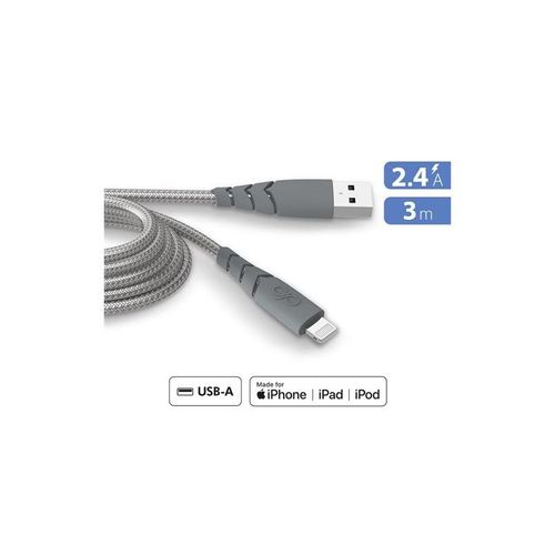 Câble Force Power CBL Ultra Renforcé USB-A Vers Lightning 3M Gris