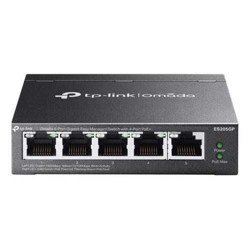 TP-Link Omada ES205GP V1 - Commutateur - Géré - 4 x 10/100/1000 (PoE+) + 1 x 10/100/1000 - de bureau, fixation murale - PoE+ (65 W)