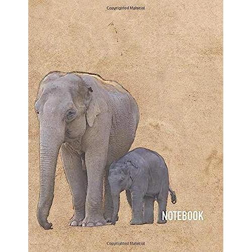 Notebook: Unlined Mother Elephant & Baby Theme Journal Large: 8.5 X 11 100 Pages Notebook For Notes, Observations, Sketches, Ideas