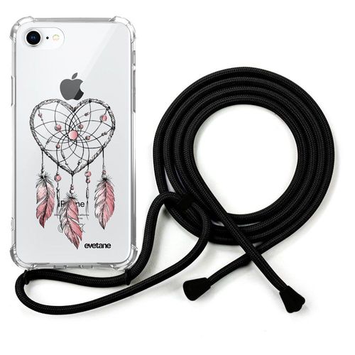Coque Cordon Iphone 7/8/ Iphone Se 2020 Noir Dessin Attrape Coeur Evetane