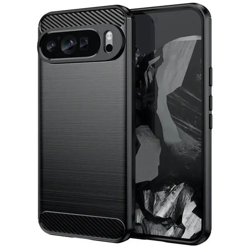 Coque Pour Google Pixel 9 Pro Xl - Housse Etui Silicone Gel Carbone + Verre Trempe - Noir