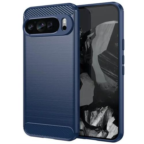 Coque Pour Google Pixel 9 Pro Xl - Housse Etui Silicone Gel Carbone + Verre Trempe - Bleu Fonce