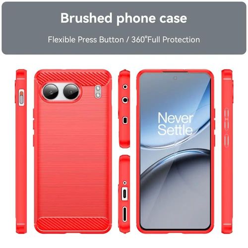 Coque Pour Oneplus Nord 4 - Housse Etui Silicone Gel Carbone + Verre Trempe - Rouge