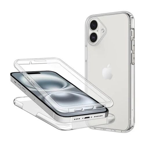 Coque Pour Apple Iphone 16 Plus - Housse Etui Silicone Gel 360 Integrale + Film Ecran - Transparent