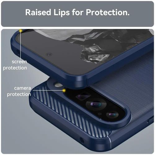 Coque Pour Google Pixel 9 Pro Xl - Housse Etui Silicone Gel Carbone + Film Ecran - Bleu Fonce