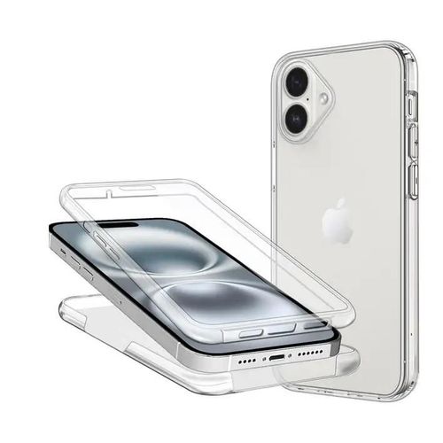 Coque Pour Apple Iphone 16 Plus - Housse Etui Silicone Gel 360 Integrale + Verre Trempe - Transparent