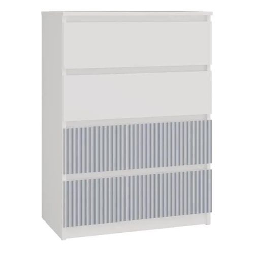 Aster T4 - Commode Moderne 4 Tiroirs - 97x70x40 - Meuble De Rangement Enfant - Blanc Et Bleu