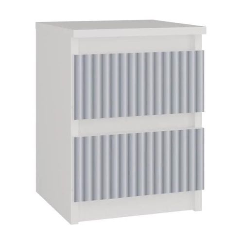Aster - Table De Chevet Style Scandinave- 30x30x40 Cm - Chevet 2 Tiroirs - Meuble De Chambre Enfant - Blanc Et Bleau