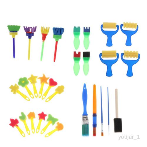 Diy Apprentissage Incluent En Pinceaux, Crafts Éponge Brosse Outils De Peinture D'apprentissage Précoce D?Enfant