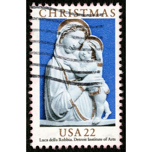 Timbre Oblitéré Usa 22, Christmas, Luca Della Robbia, Detroit Institute Of Arts
