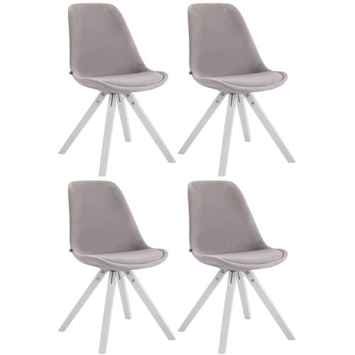 4 Chaises De Salle À Manger Style Scandinave En Velours Gris Clair Pieds Carré En Bois Blanc Cds10186