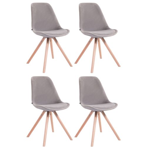4 Chaises De Salle À Manger Style Scandinave En Velours Gris Clair Pieds Rond En Bois Clair Cds10307