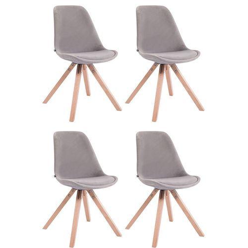 4 Chaises De Salle À Manger Style Scandinave En Velours Gris Clair Pieds Carré En Bois Cds10193
