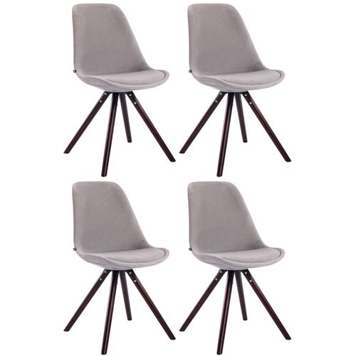 4 Chaises De Salle À Manger Style Scandinave En Velours Gris Clair Pieds Rond En Bois Marron Cds10321