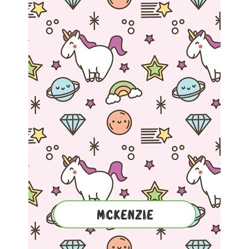 Mckenzie: Unicorn Notebook Personal Name Wide Lined Rule Paper | Notebook Pink & Gold Stars Confetti Glitter For Writing Journal Or Diary Women & ... Day 160 Pages Size 8.5x11inch | Matte Finish