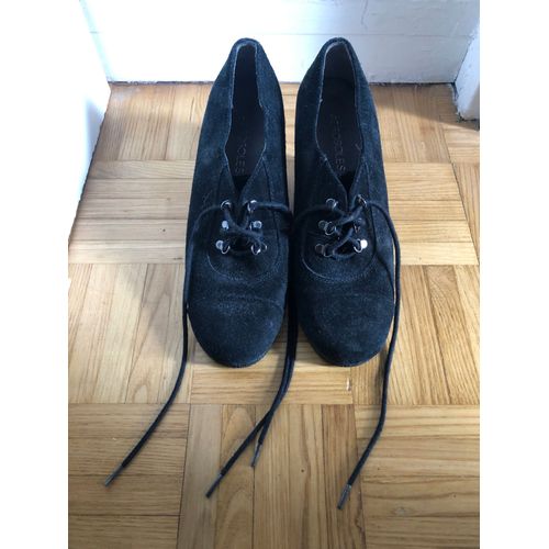 Bottines Noires En Daim - 38 1/2