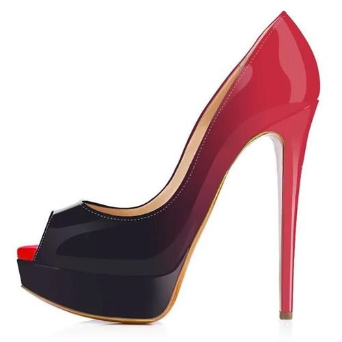 Chaussures Escarpins Peep Parker Plateforme Sexy Pour Femmestalons Extrêmement Hautscuir Verni Stilettochaussures De Mariage Rouges Pour Soirée Et Boîte De Nuit14cm