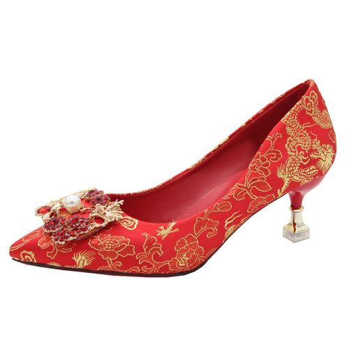 Chaussures Bcebylescarpins Pointus Bouche Peu Profonde Pour Femmesdécoration En Métalchaussures De Patients Talons Hautsbanquet De Mariage Sexy Etlégantnouvelle Mode