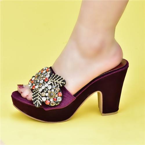 Escarpins Africains À Talons Hauts En Velours Pour Femme,Chaussures De Ixdécorées De Strass,Sexy,Dernière Conception