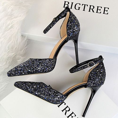 Chaussures Bigtreeescarpins Talons Hauts Et Paillettes Pour Femmechaussures De Soirée Sexystilettosandales D'été10 Cm