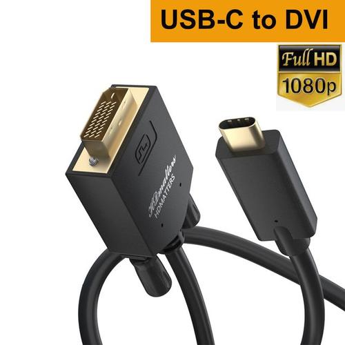 USB-C vers DVI - 1,8m - Adaptateur de convertisseur vidéo pour macbook pro air, USB 3.1 Type C vers DVI HDMI VGA Displayport, câble Thunderbolt 3 vers dvi vga, 1.8m