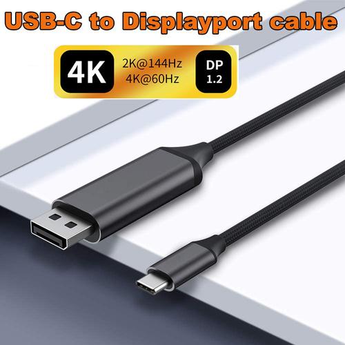 USB-C vers DP 1.2 - 1,8m - Adaptateur de convertisseur vidéo pour macbook pro air, USB 3.1 Type C vers DVI HDMI VGA Displayport, câble Thunderbolt 3 vers dvi vga, 1.8m