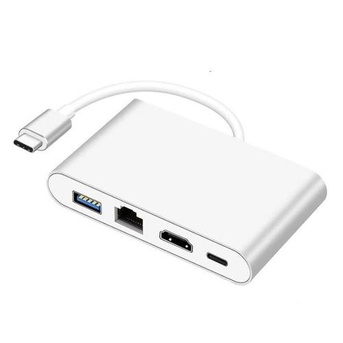 vert - Adaptateur Ethernet RJ45 Lan Gigabit de Type C vers HDMI, Hub USB C PD USB 3.0 pour MacBook Galaxy Huawei Mate10, Compatible Thunderbolt 3