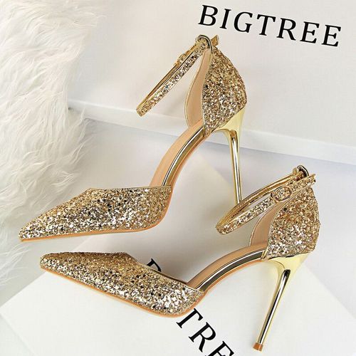 Chaussures Bigtreeescarpins Talons Hauts Et Paillettes Pour Femmechaussures De Soirée Sexystilettosandales D'été10 Cm