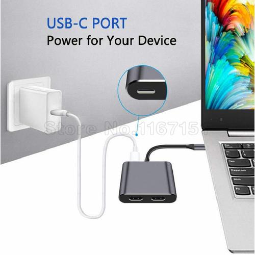 2 en 1 hd - Adaptateur Hub USB type c 4K 60hz vers double HDMI,  Station'accueil'extension'écran compatible pour Macbook, téléphone  portable, PC