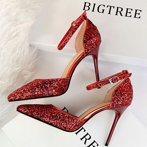 Chaussures Bigtreeescarpins Talons Hauts Et Paillettes Pour Femmechaussures De Soirée Sexystilettosandales D'été10 Cm