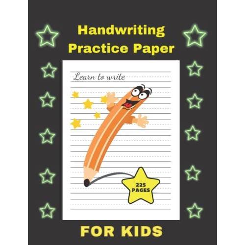 225 Page Handwriting Lined Practice Paper For Kids: Dotted Line Notebook 8.5x11 Inch