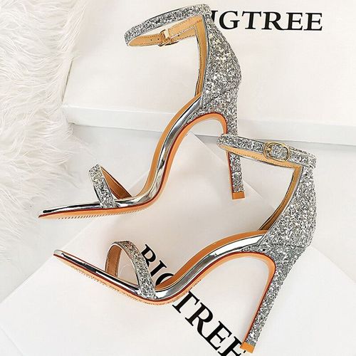 Chaussures Bigtreeescarpins Talons Hauts Et Paillettes Pour Femmechaussures De Soirée Sexystilettosandales D'été10 Cm
