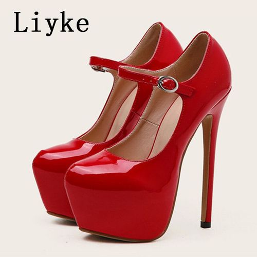 Chaussures Veykeescarpins Plateforme Pour Femmechaussures De Pole Dance Talons Super Hautsboutonnière Ronde Noire17cmprintemps Et Automne