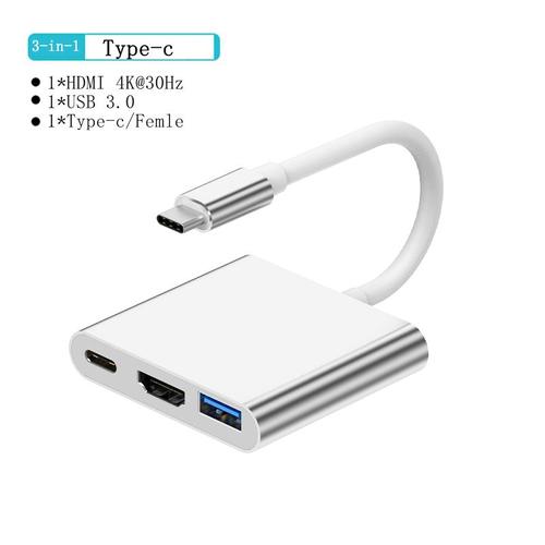 BYL-2005 Blanc - Adaptateur USB C vers HDMI 5, Hub USB type c Compatible 4K, prise en charge de Samsung Dex Mode, station'accueil USB C avec câble PD pour téléphone, Macbook, ordinateur portable