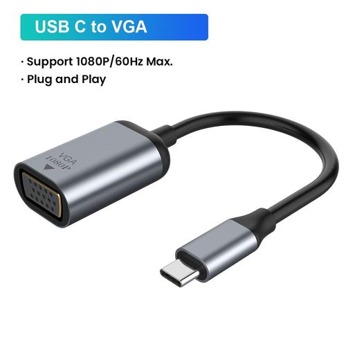 Type C vers VGA - =0.5m - Adaptateur USB C vers VGA, DP, HDMI, Mini DP, câble 4K, Compatible avec MacBook Pro, Samsung S20, UHD, USB C