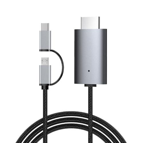 Noir - 2m - Câble Micro USB type c vers HDMI pour HDTV, adaptateur AV numérique pour téléphone Android, 2M, 4K, 1080P