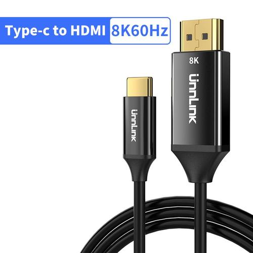 8K60Hz - 1,5m - câble USB type c vers HDMI 8K60Hz 4K144Hz, adaptateur Thunderbolt 4 pour téléphone portable vers TV, pour Macbook, Samsung, Huawei